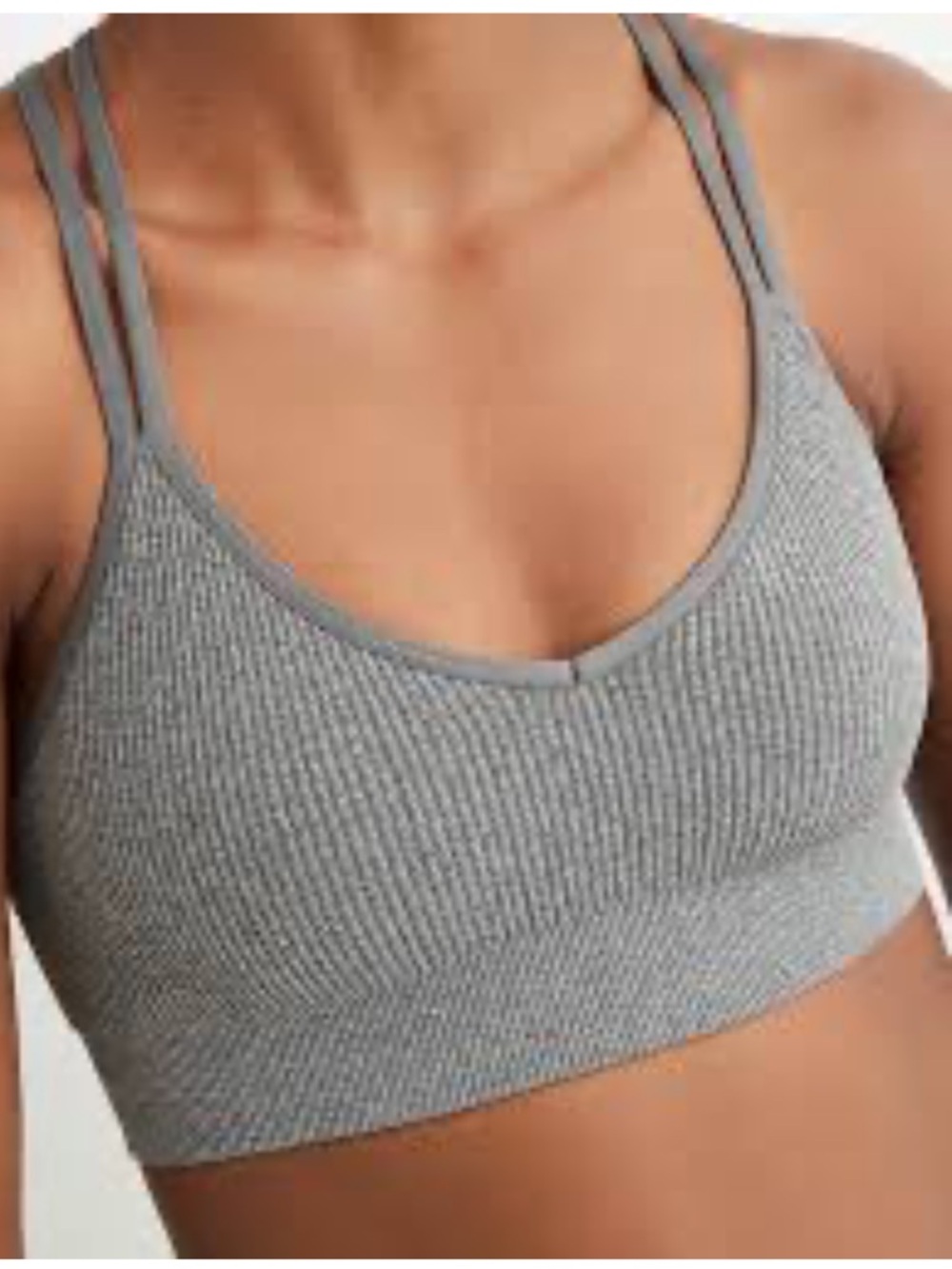 aerie seamless strappy padded sports bra gray size XS